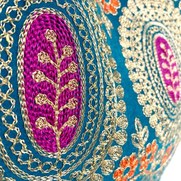 Handmade Embroidered Colorful Metallic Rajasthani Bag - Picture 5 of 8